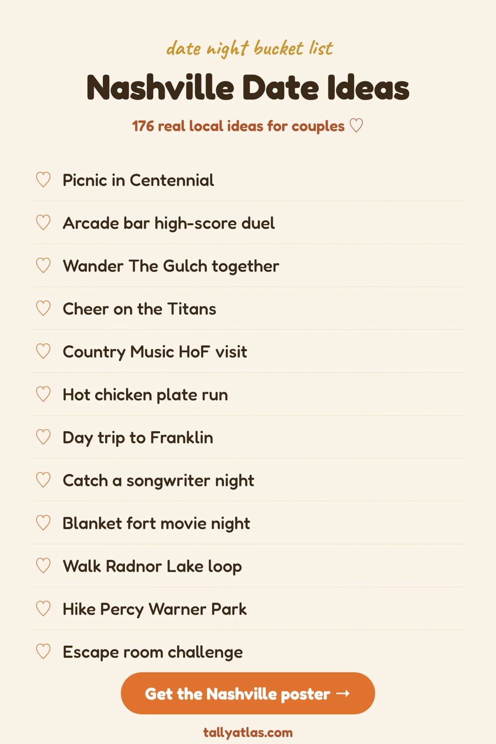 Nashville date night bucket list ideas