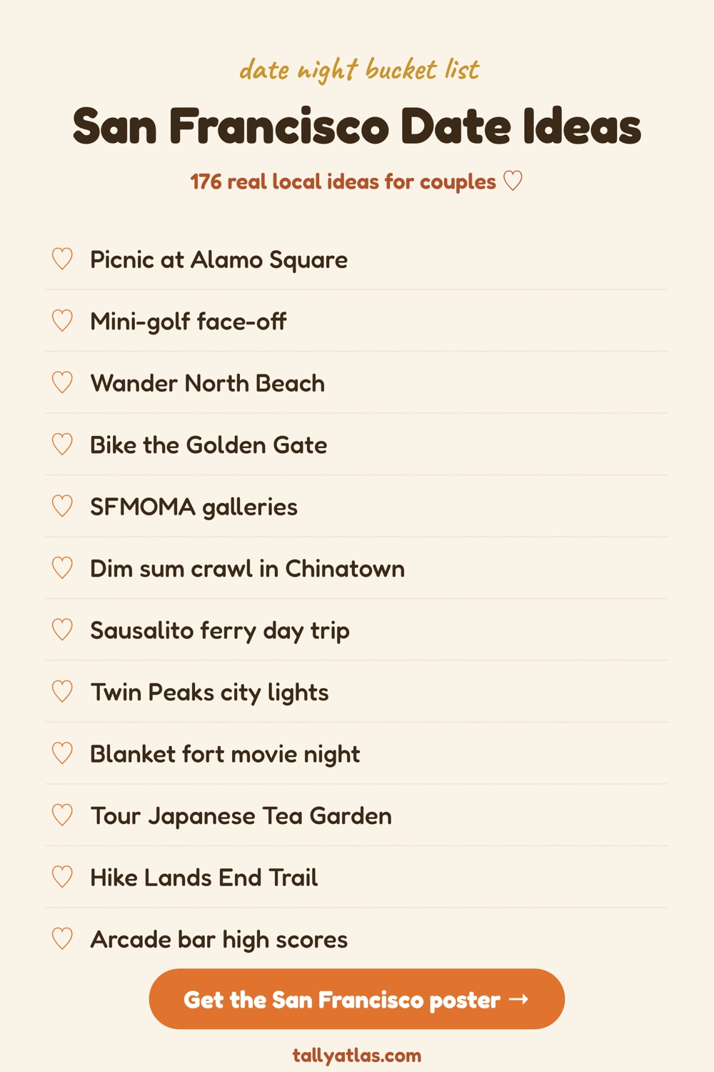 San Francisco date night bucket list ideas