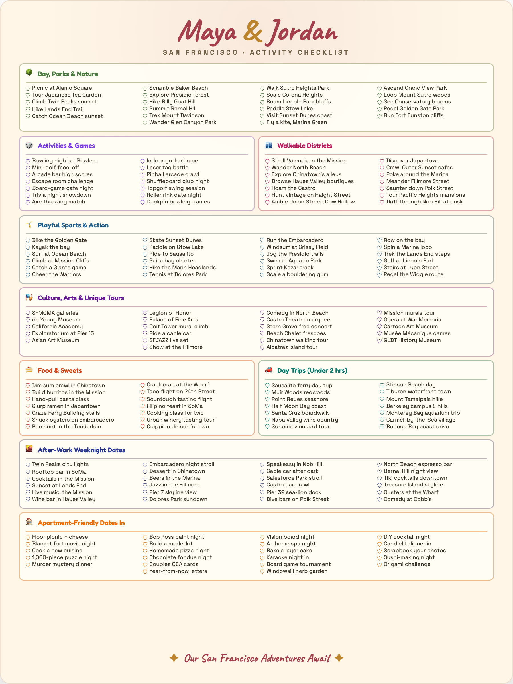 San Francisco date ideas poster